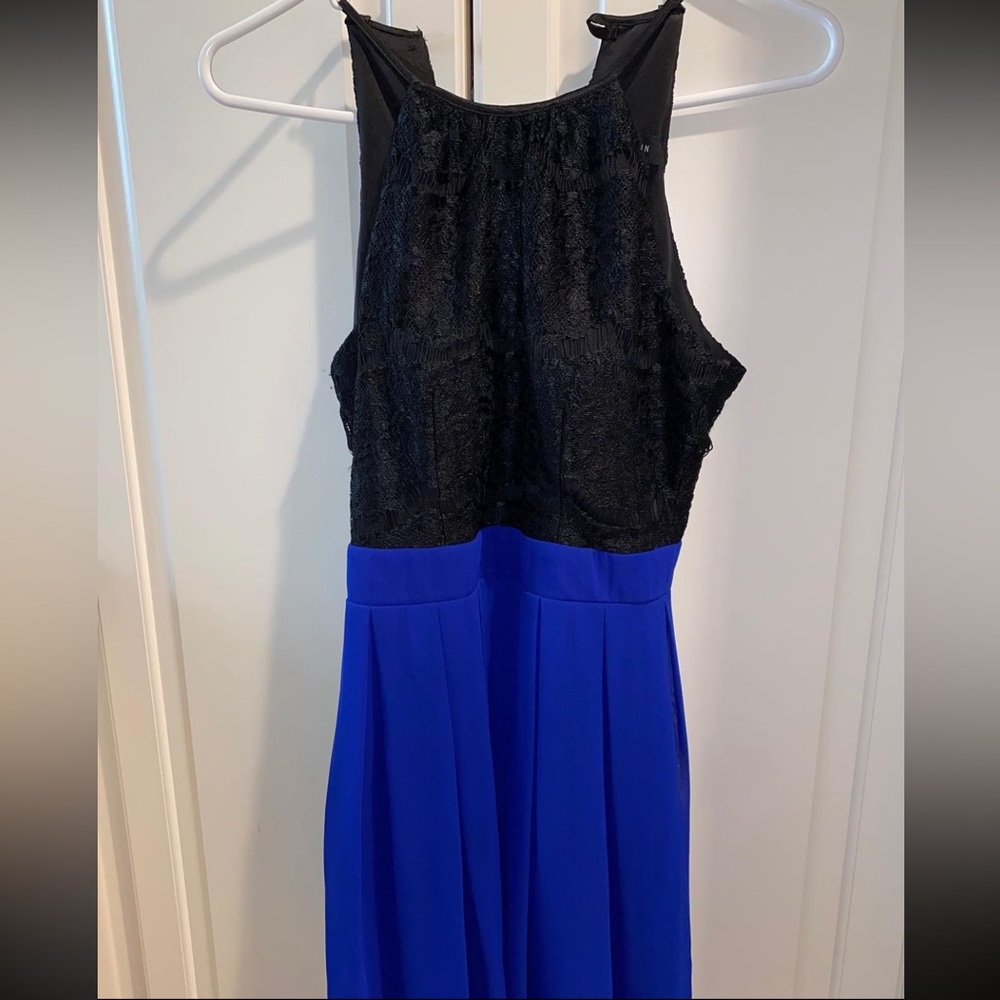 Elegant Black and Blue Lace Dress